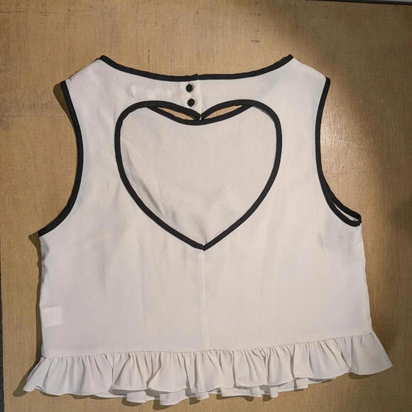 🤍 Sheer White Crop Top with Heart Cut-Out, Size 12 - Picture 1 of 5